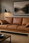 Wainscot Top Grain Leather Sofa - Light Chestnut