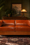 Craftsman Cubic Panel Side Love Seat - Russet Brown Leather