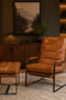 NEW! Prima Classe Rustic Modern Chair and Ottoman Set - Light Brown Leather