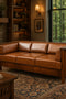 Arts and Crafts / Craftsman Cubic Panel Side Sofa - Russet Brown Leather (RB2)