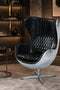 Cruz Modern Egg Chair - Slate Leather and Metal Spitfire Shell