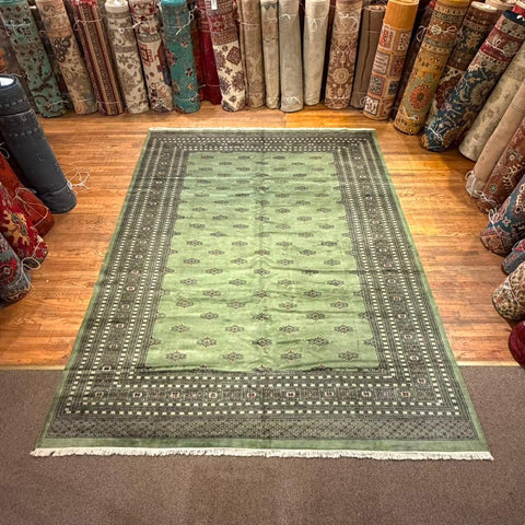 Hand-Knotted Pakistani Bokhara Rug – 100% Wool, size 9' x 12'