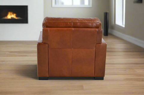 Claudette Top Grain Leather Arm Chair - Chestnut