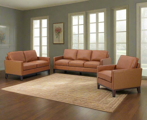 Samhara Top Grain Leather Armchair - Chestnut