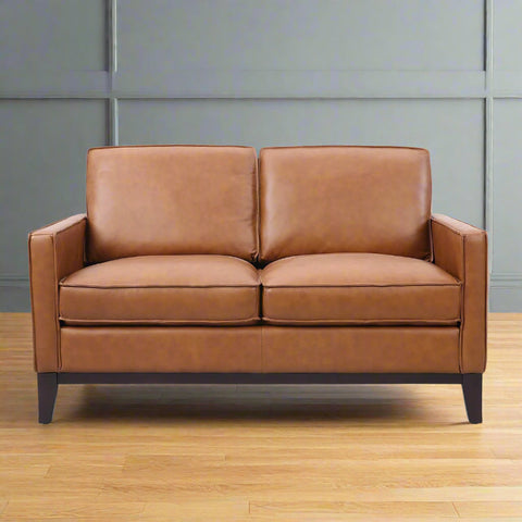 Samhara Top Grain Leather Love Seat - Chestnut