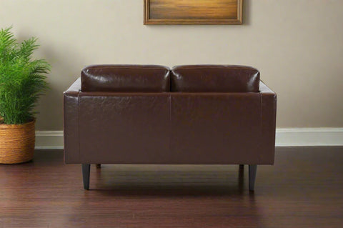Philippe Top Grain Leather Love Seat - Chocolate Brown