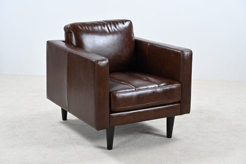 Philippe Top Grain Leather Arm Chair - Chocolate Brown