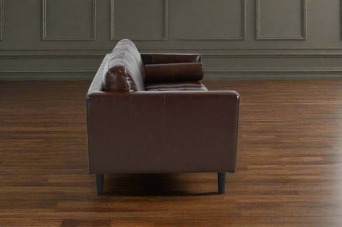 Philippe Top Grain Leather Love Seat - Chocolate Brown