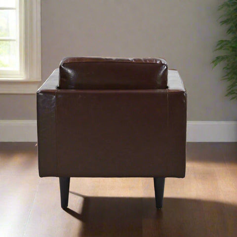 Philippe Top Grain Leather Arm Chair - Chocolate Brown