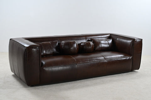 Genavive Top Grain Leather Sofa - Chocolate