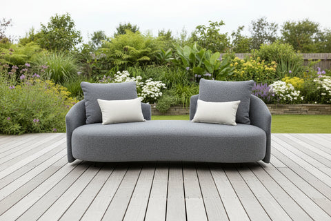 Serene Outdoor Modern Sofa - 83",  Gray Bouclé All-Weather