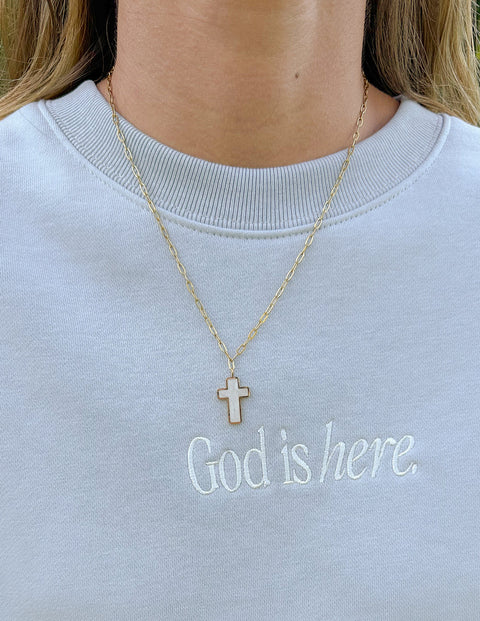 White Enamel Cross Necklace