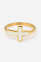 White Enamel Cross Ring