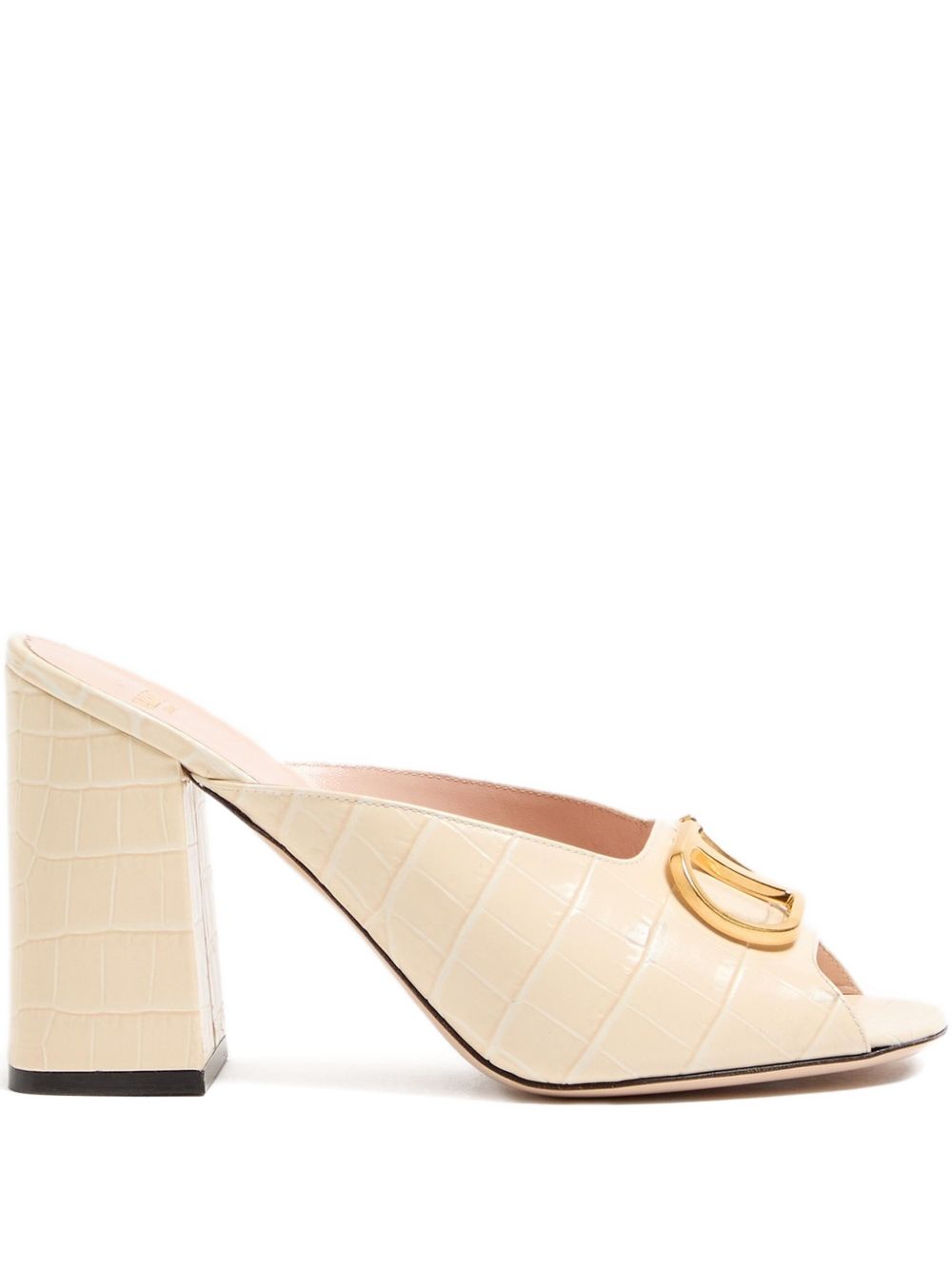 White Leather High-Heeled Summer Mules