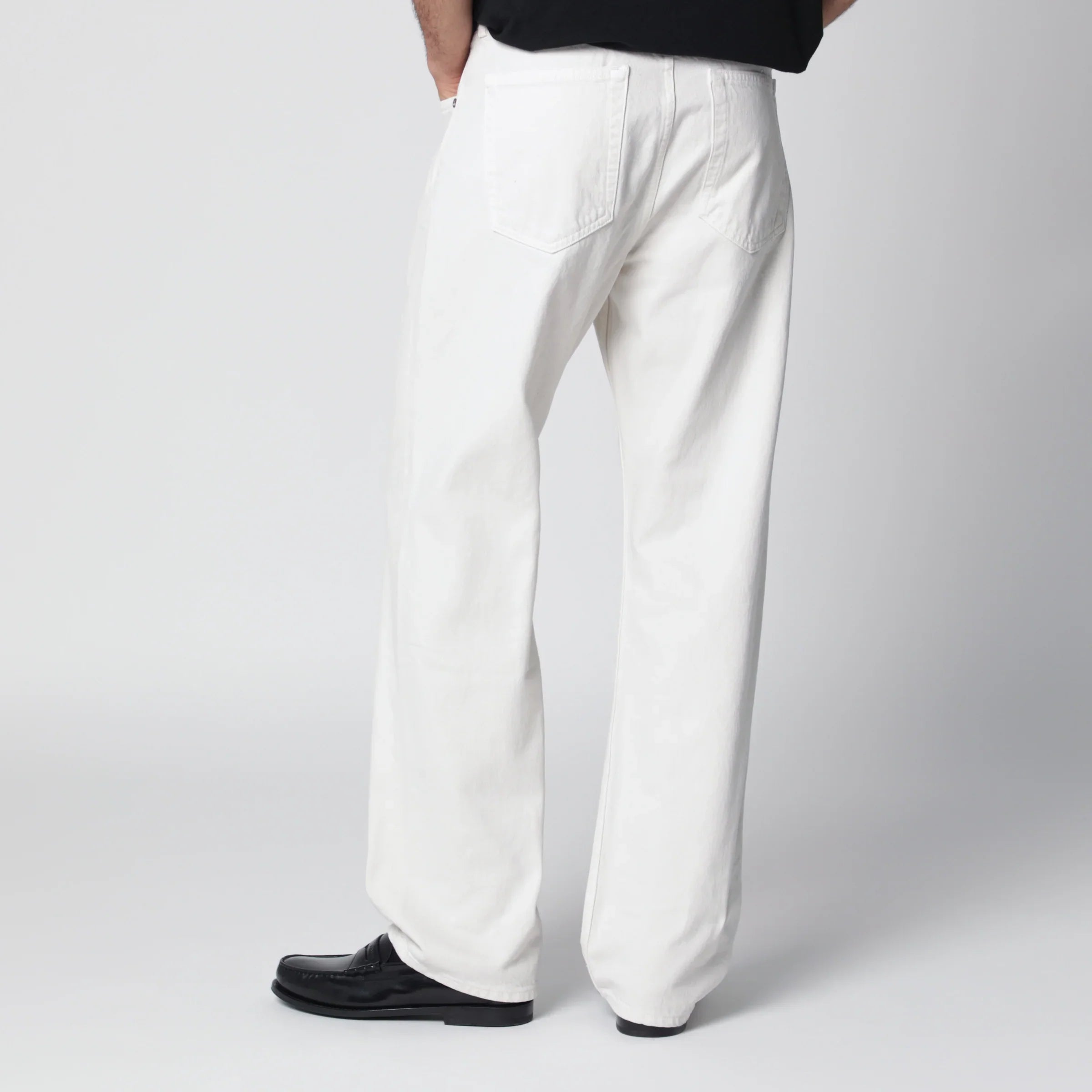White Regenerated Cotton Denim Trousers for Everyday Comfort