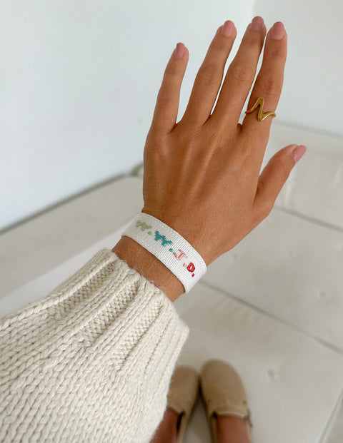 White WWJD Embroidered Bracelet