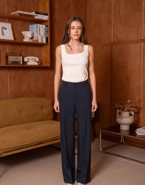 Wide-Cut Tailored Trousers