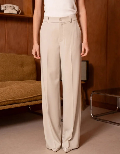 Wide-Cut Tailored Trousers