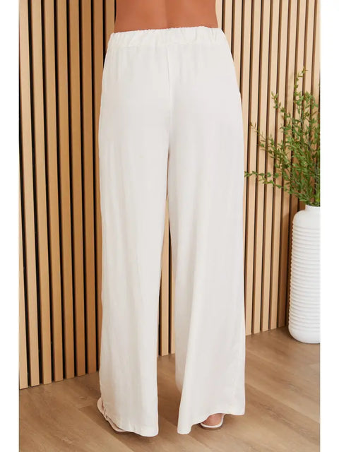 Wide Leg Tencel Pants W/Pockets - Butter
