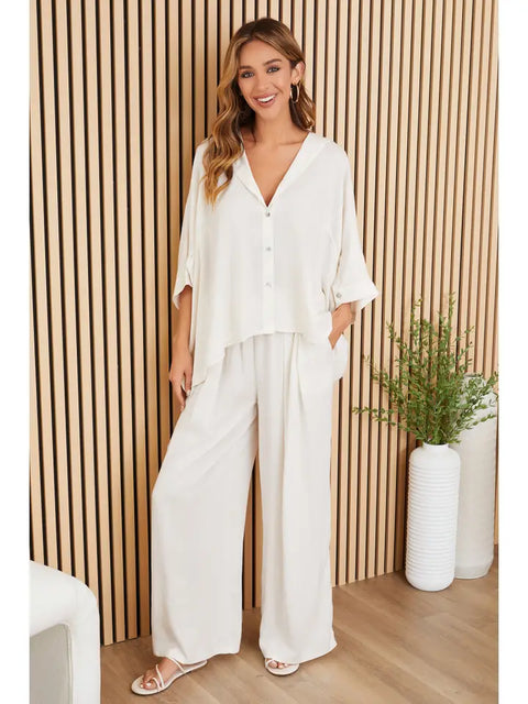 Wide Leg Tencel Pants W/Pockets - Butter