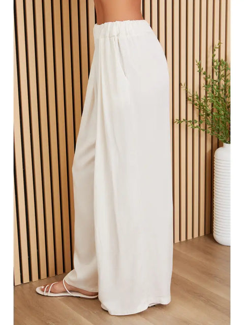 Wide Leg Tencel Pants W/Pockets - Butter