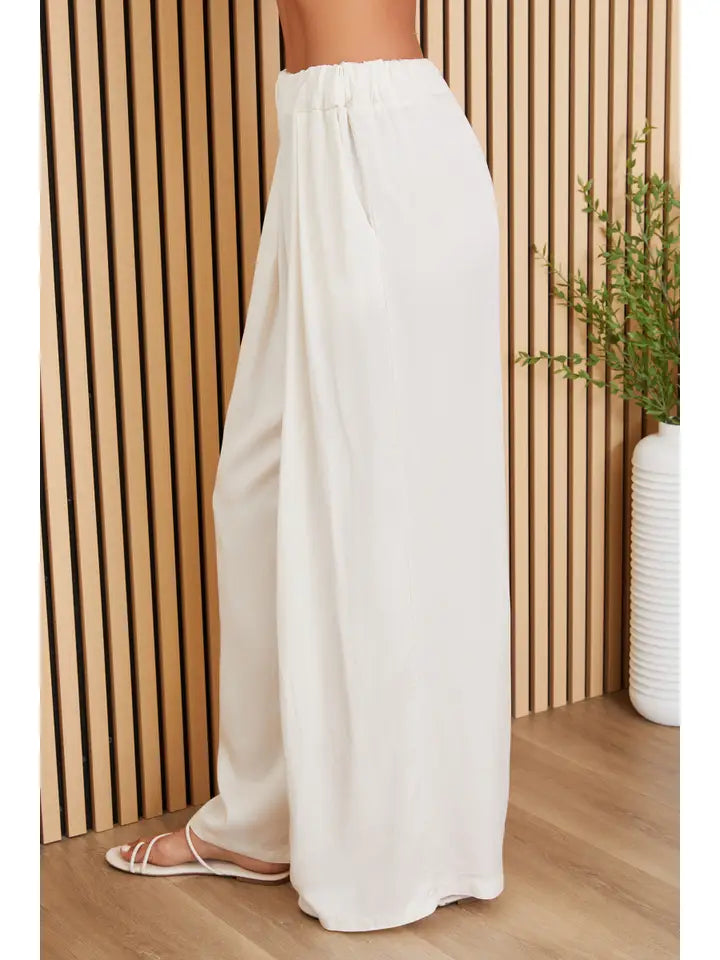 Wide Leg Tencel Pants W/Pockets