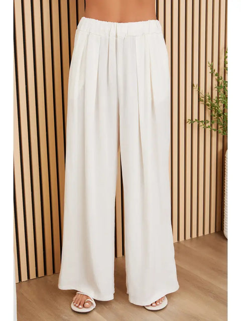 Wide Leg Tencel Pants W/Pockets - Butter