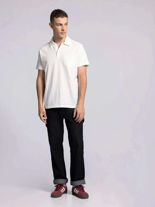 William Top - Cotton Henley Tee with Collar  BRIGHT WHITE