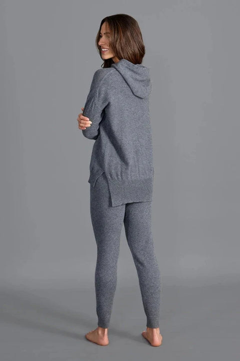 Womens 100% Cashmere Hooded Jumper Grey