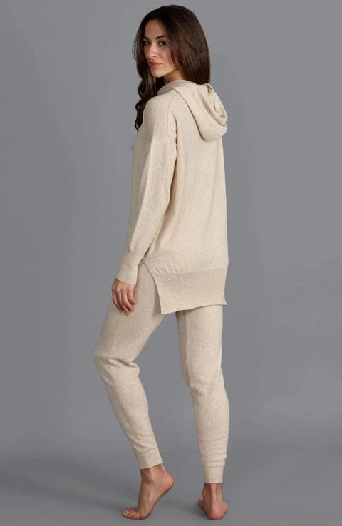 Womens 100% Cashmere Hooded Jumper Sandshell