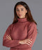 Womens 100% Chunky Merino Wool Submariner Roll Neck Jumper Dusky Pink
