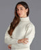 Womens 100% Chunky Merino Wool Submariner Roll Neck Jumper Ecru
