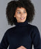 Womens 100% Chunky Merino Wool Submariner Roll Neck Jumper Navy
