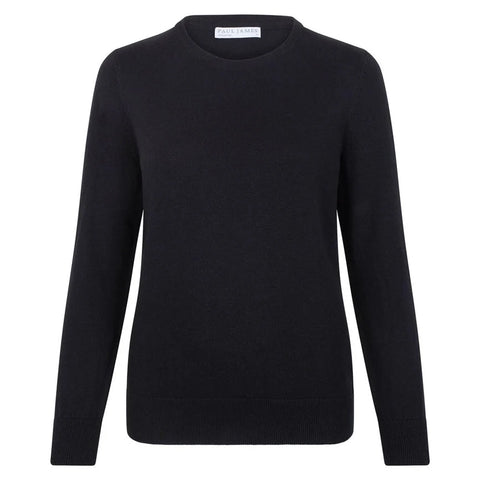 Womens 100% Cotton Crew Neck Jumper Black