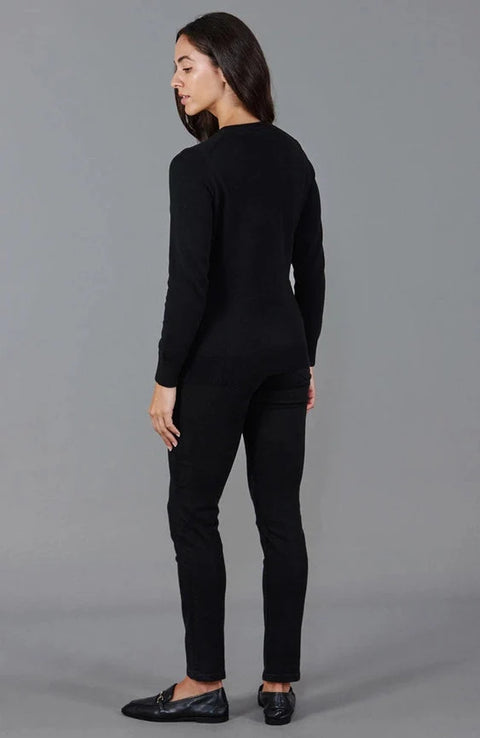Womens 100% Cotton Crew Neck Jumper Black