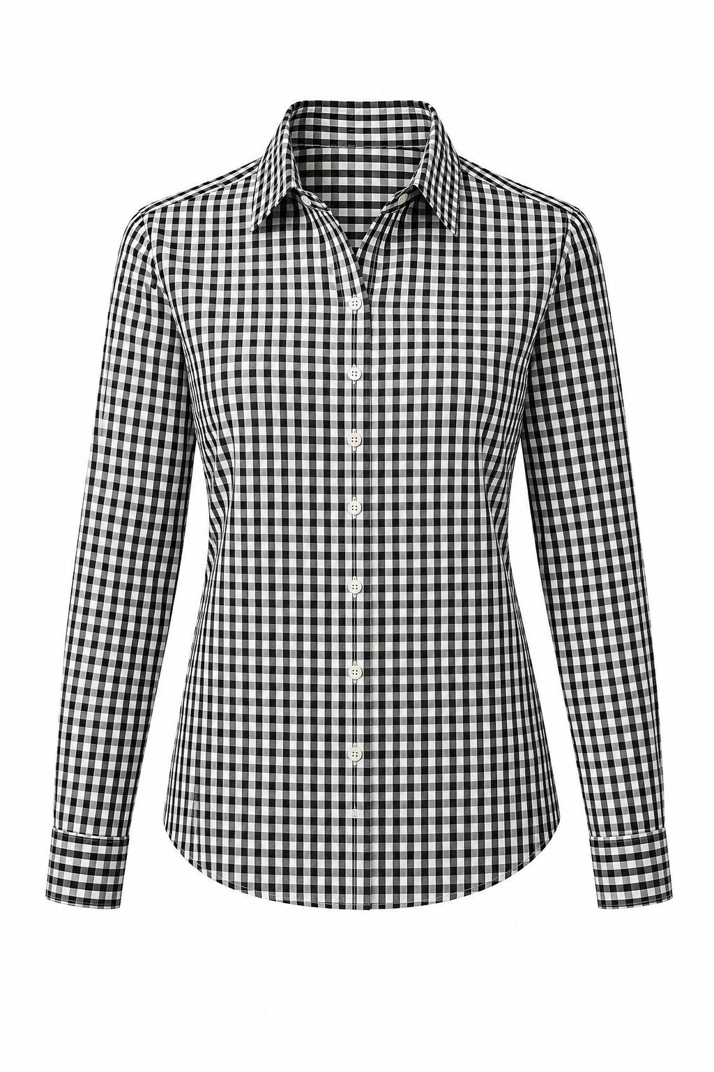 Women's Classic Black & White Gingham Cotton Shirt