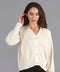 Womens Cotton Oversized V Neck Ribbed Cardigan Ecru