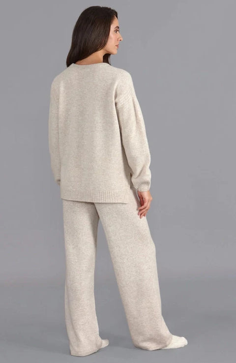Womens Lambswool Drop Shoulder Jumper Linen