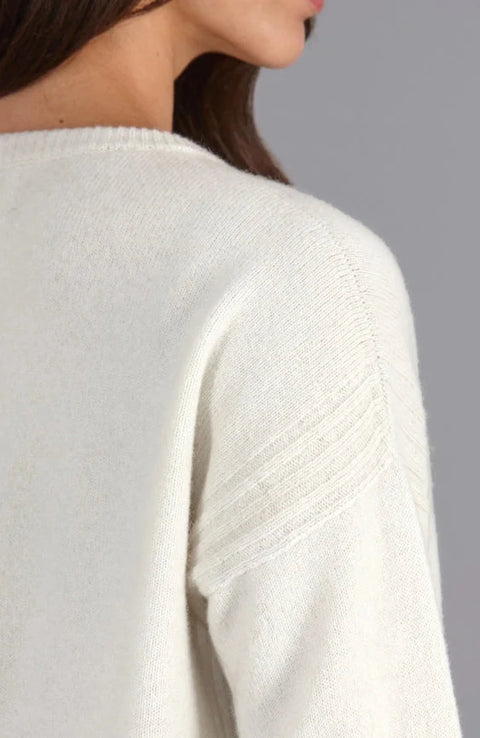 Womens Lambswool Drop Shoulder Jumper Off White