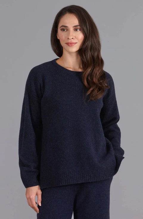 Womens Lambswool Drop Shoulder Jumper Oxford Blue