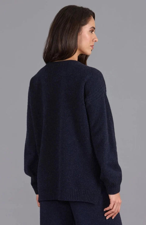 Womens Lambswool Drop Shoulder Jumper Oxford Blue
