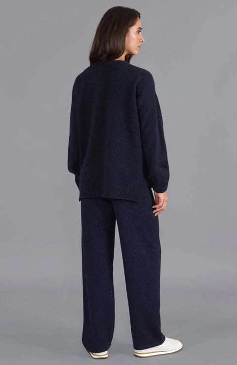 Womens Lambswool Drop Shoulder Jumper Oxford Blue