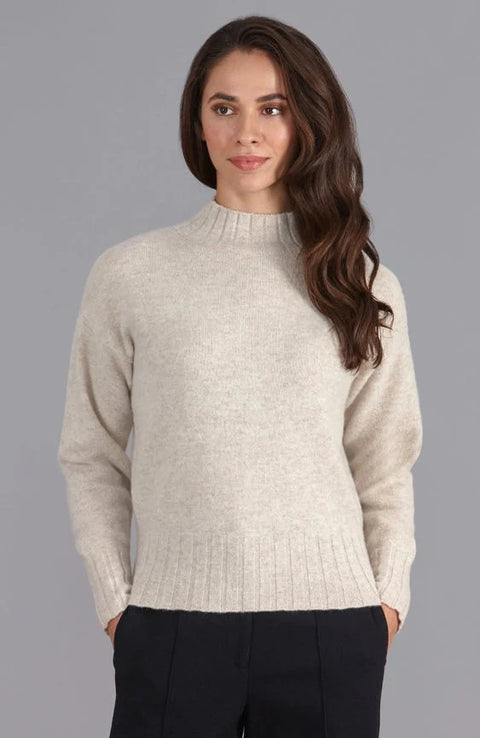 Womens Lambswool Grown On Neck Jumper Linen