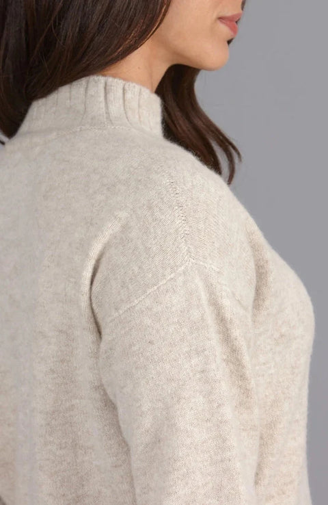 Womens Lambswool Grown On Neck Jumper Linen