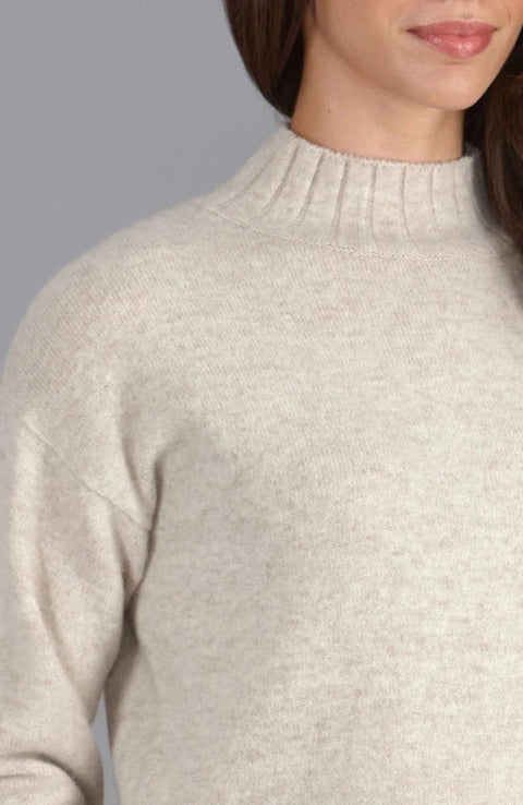 Womens Lambswool Grown On Neck Jumper Linen