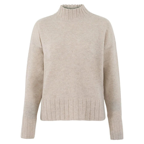 Womens Lambswool Grown On Neck Jumper Linen