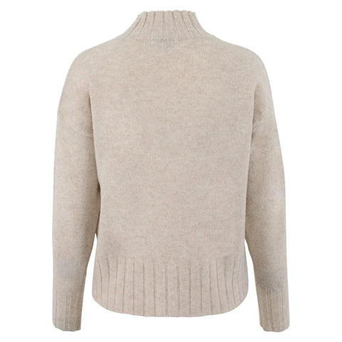 Womens Lambswool Grown On Neck Jumper Linen