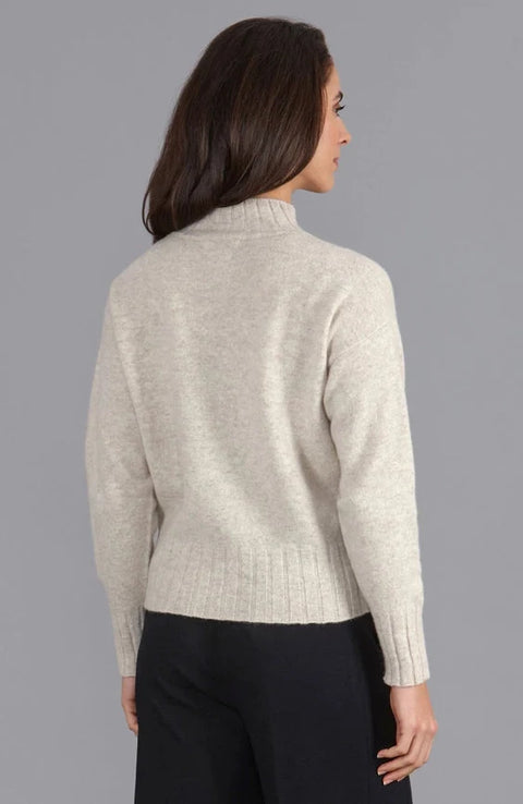 Womens Lambswool Grown On Neck Jumper Linen