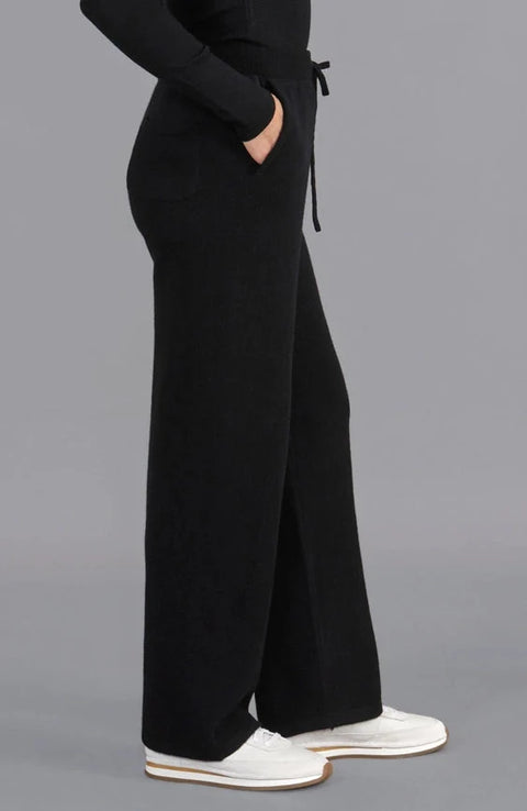 Womens Lambswool Knitted Trousers Black