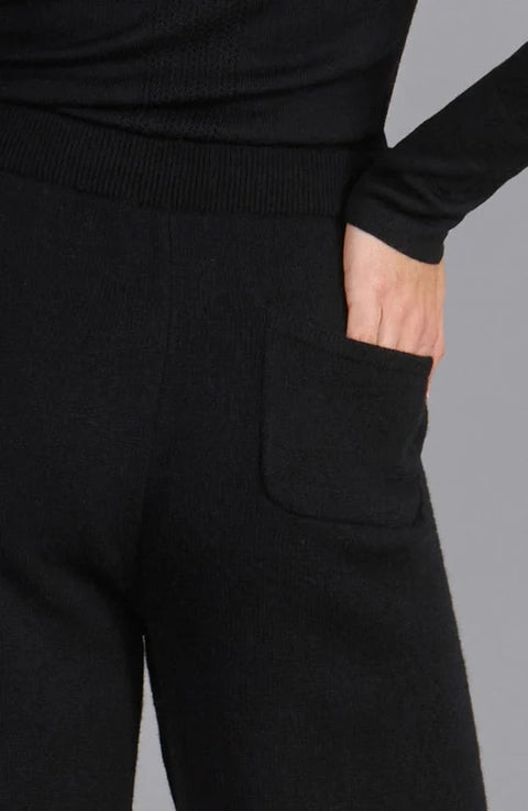 Womens Lambswool Knitted Trousers Black